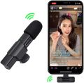 K8 Wireless Collar Mic Lighting Android & Type C Supported Wireless Microphone / K8 Wireless Lavalier Microphone Portable Audio Video Recording Mini Mic For Type-C Mobile Phone Mike Live Game Teach. 