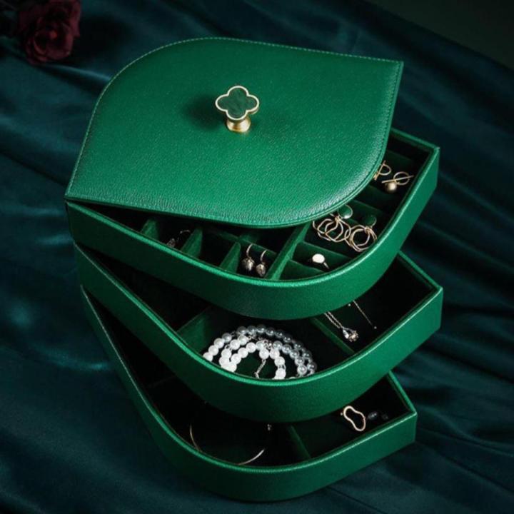3 Layer Leaf Style Jewelry Storage Box For Bracelet Necklace Ring Earring Accessior Jewellery Tray Display Organizer Gift box