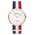Geneva Nylon Canvas Color Strap Watch Men Women Pink White Luxury Clocks Fashion Golden Quartz Watches Orologio Donna Gift Reloj. 