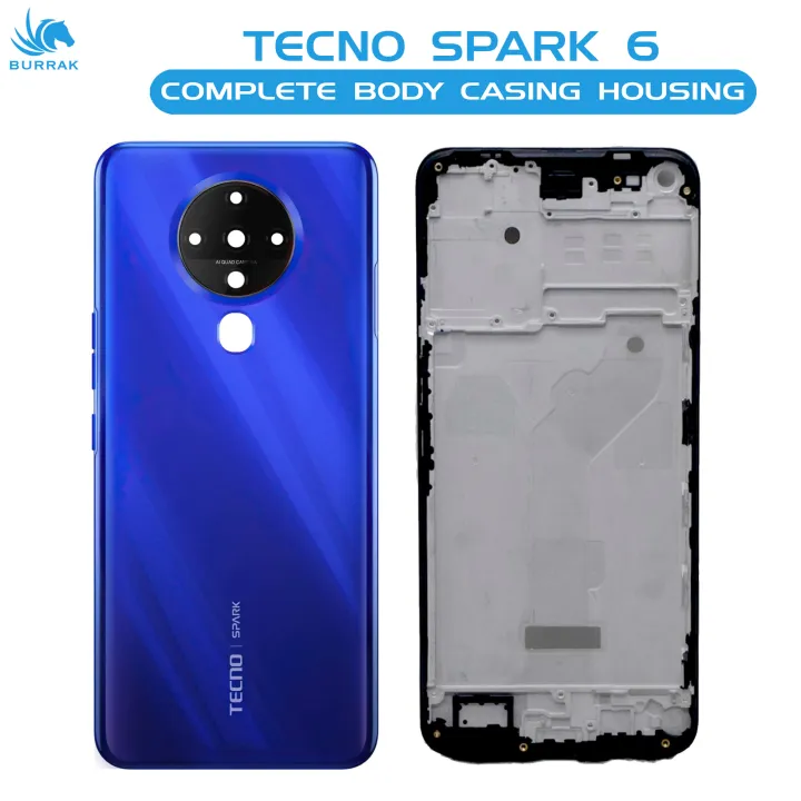 Tecno%20Spark%206%20Housing%20Middle%20Frame%20With%20Side%20Button%20and%20Camera%20Lens%20Complete%20Body%20Casing%20Replacement%20For%C2%A0Spark%206%20-%20Blue%20-%20Image%202
