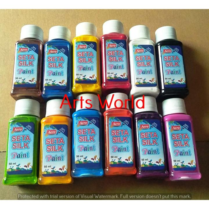 Set Silk Fabric Paints Set of 12 High Quality Colours For Silk , fabirc , cotton and lawn