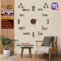 Gift City Presents Creative 3d Letters with One Two Alphabets DIY Wooden Wall Clock for Home and Offices Self Adhesive. 