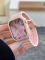 【Pizazzazz】Korea Baby Pink Cute Soft Silicone Sport Band For iwatch 9 7 8 SE 6 5 Girl Strap For Apple Watch 41mm 40mm 38mm 42 44 45mm 49mm. 