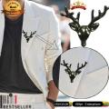 Fashion Lapel Pin - Deer_Head Brooch Lapel Pin coat pin for Men - Jewelry Accessories - Black. 