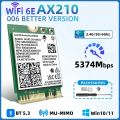 WiFi Card WiFi6E AX210NGW 6GHz Tri-Band Network Card Bluetooth 5.3 Intel AX210 Wireless Module for Laptop M.2 NGFF. 