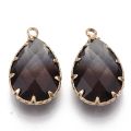 Pandahall 2Pcs Mixed Color Teardrop Shape Glass Imitation Tourmaline Pendants with Brass Finding for Earring Jewelry Making Gift. 