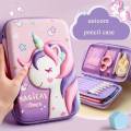 3D EVA Unicorn Pencil Case 3 Layer Large Capacity Geometry Box. 