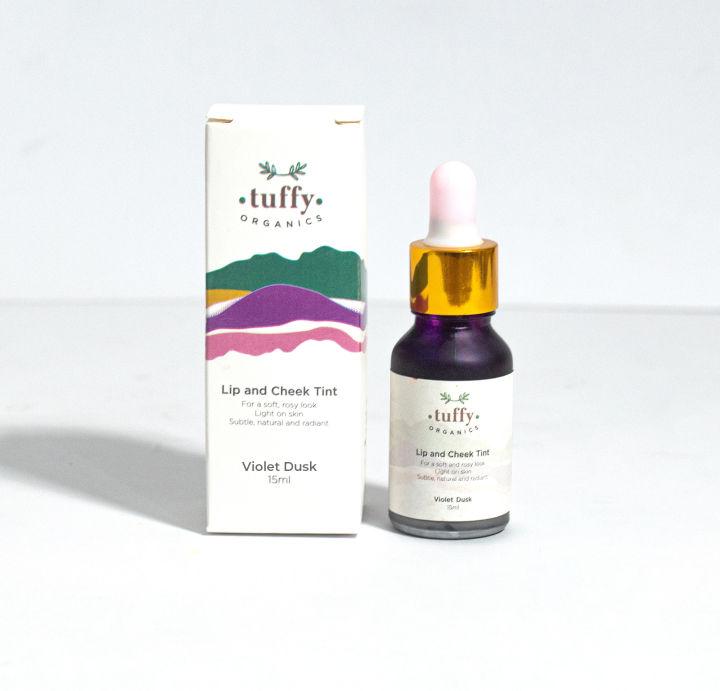 Tuffy Organics Violet Dusk Tint a Long-Lasting Hydrating Stain for Lips and Cheeks with a Natural Blush look.15 ML