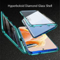Biruiqu For Redmi Note 12 Pro 4G Magnetic Absorption Case Metal Frame Shockproof Double Sided Tempered Glass Magnetic Case Cover. 