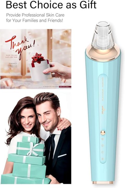 Moin Blackhead Remover Vacuum Pore Vacuum Blackhead Remover Tool Professional Blackhead Vacuum Cleaner Acne Comedone Blackhead Extractor Pore Cleanser Black Head Remover Vacume USB 4 Suction Probes A R678 PORRE