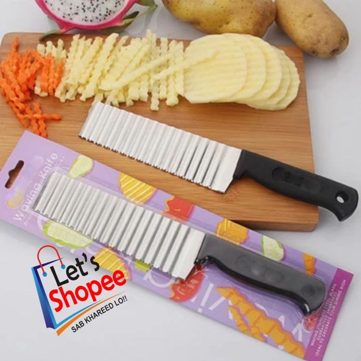 Crinkle Fries Cutter Knife Potato Slicer - French Fries Cuter - Stainless Steel Crinkle Knife – Knife Wavy Edged Potato Cutter – Wavy Potato Slicer – Vegetables & Fruit Wavy Knife