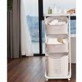 3 Tier Rolling Laundry Cart With Laundry basket and Wheel Washing Hamper Storage. 