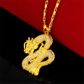 [With Box] 916 Gold Dragon Necklace for Men Original Korean style 3D Dragon Pendant Necklace Men's Wedding Jewelry Birthday Present. 