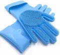 Magic Dishwashing Cleaning Sponge Gloves Reusable Silicone Brush Scrubber Gloves Heat Resistant for Dishwashing Kitchen Bathroom Cleaning Pet Hair Care Car Washing. 