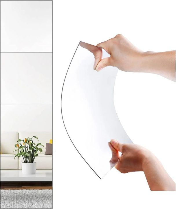 Flexible Mirror Sheets Self Adhesive Removable Non Glass Mirror Tiles Mirror Stickers Decals For Home Room Bedroom 3d Wall Decor