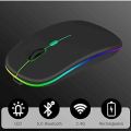Ultra Slim Dual Mode 5.1 Bluetooth mouse Rechargeable Battery Gaming RGB USB Wireless Optical Mouse With Silent Clicks Black 2.4G Backlit Mice - Plug and Play. 
