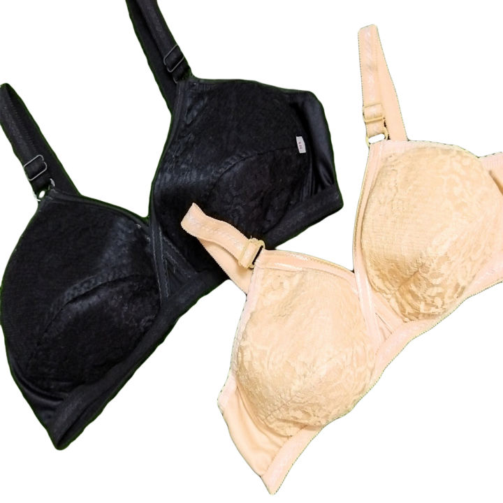 Light Padded Bra For Women & Girls Soft Light Padded Bra in Pack of 2 Skin Black - Size 32 to 42