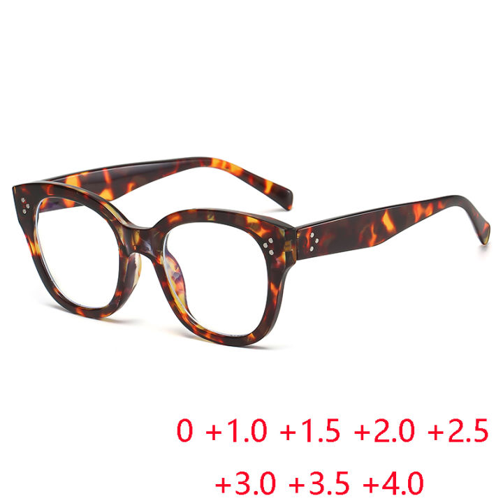 Women Men Leopard Frame Square Hyperopia Eyeglasses PC Material Anti Blue Light Power Glasses With Diopters Plus 0 +1.0 To +4.0