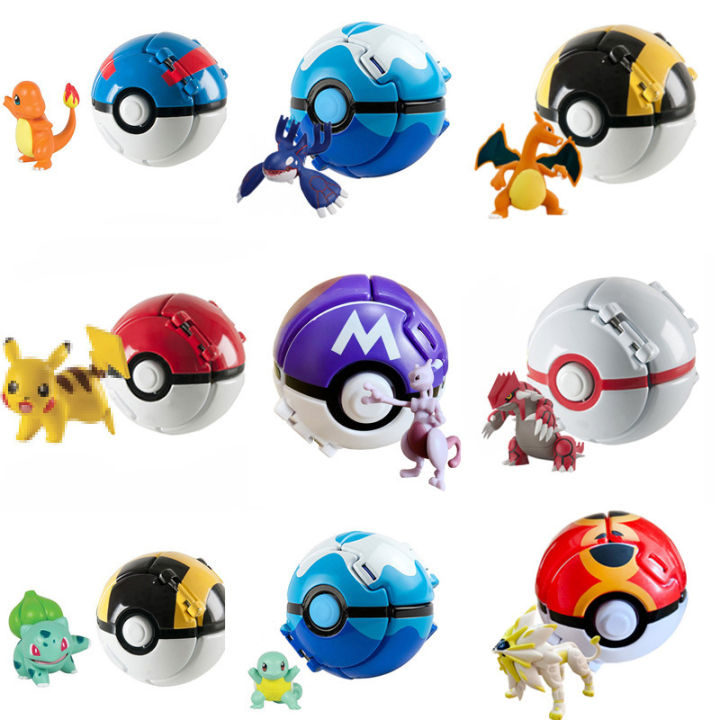 Anime Pokemon Pikachu Mewtwo Action Figure Explode Ball Game Elf Ball Model Anime Figure Doll Toys For Pokémon Children Toy Gift