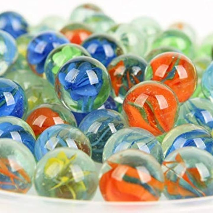 100 pices Ascension Decorative Colourful Glass Marble Balls for Playing Games Kanche (Multicolour 290grams) sequid gaame