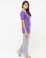 Pack of 2 -Purple Tshirt + Printed Pajama For Women. 