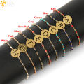 CSJA Gold Color Stainless Steel Bracelet for Women Beaded Beads Initial Letter Bracelets Dainty Jewelry Pulsera Fashion S691. 