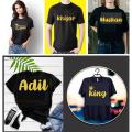 Customize Golden Vinyl Sticker and T-Shirt. 