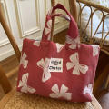 Bow Detailing Floral Tote Bag Artistic Design Durable Canvas French Style Oil Painting Bag Handheld Bag Single Strap Vintage Handbag for Daily Use Fashionistas Picnic Accessory Ladies' Lunch Bag. 