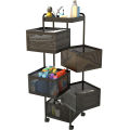 Rolling Kitchen Trolley Rotatable Storage Basket Slim Slide Out Pantry Storage Rack for Kitchen Bathroom Laundry Narrow Places. 