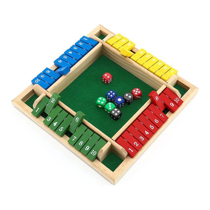 4-Sided 1-10 Numbers Shut the Box Dice Board Game For Drinking Party Family Kids Toys Recreation Toy