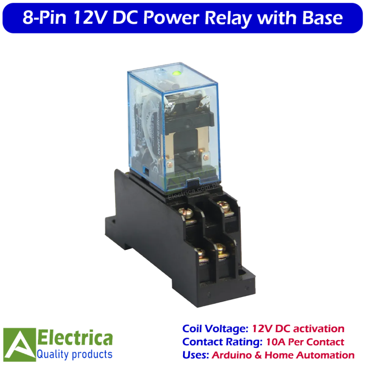 8%20Pin%2012V%20DC%2012A%20Coil%20Relay%20with%20PTF08A%20Screw%20Terminal%20Base%20DPDT%20General%20Purpose%20Double%20Pole%20Double%20Throw%20Industrial%20Control%20Relay%20Module%20by%20Electrica%20-%20Image%202