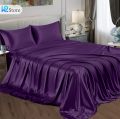 Silk Bedsheet Plain King Size, 3 Piece Printed Fancy Silk 1 Bed Sheet King Size with 2 Silk Pillow Covers, Silk Bed Sheet King Size Fancy has Soft and Luxurious Feel. 
