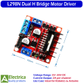L298N Dual H Bridge DC Stepper Motor Drive Controller Board Module – High Power Motor Driver for Arduino, Robotics, and DIY Projects by Electrica. 