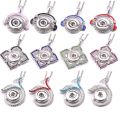 2022 New Snap Jewelry Necklaces Vintage Metal Rhinestone 18mm Snap Button Necklace for Women White Snaps Pendant Necklace Gift. 