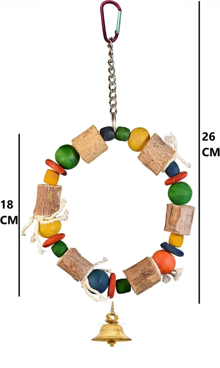 Bird%20Parrot%20Ring%20Wooden%20Toy%20with%20one%20more%20Hanging%20Toy,%20Leather%20Strips%20Natural%20Wooden%20Perch%20Toy,%20Multicolor%20Plastic%20Beads%20and%20Leather%20Slices,%20Rope%20and%20Multicolor%20Wooden%20Beads%20with%20beautiful%20bell%20Chewing%20Toy%20Best%20for%20Large%20and%20Medium%20Parrots%20and%20Birds%20-%20Image%203