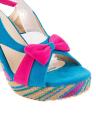 Turquoise Synthetic Leather Shoes for Women. 