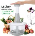 Hand Pat Food Processor 1.5 Liters | Hand Push Manual Chopper Machine | Home Appliances | Small Kitchen Appliances | Meat Chopper Cutter | Handheld Vegetable Chopper | Mincer | Mixer | Blender to Chop Fruits | Onion | Garlic Chopper. 