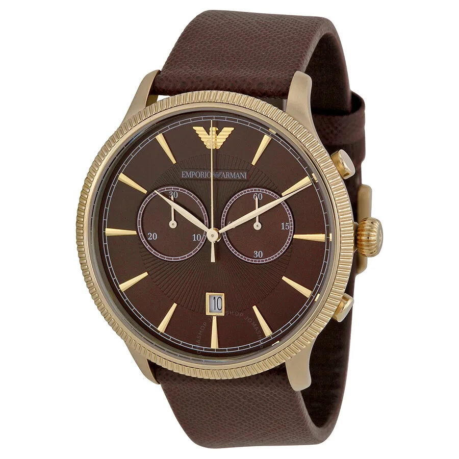 Emporio Armani Classic Chronograph Brown Dial Brown Leather  display picture 1
