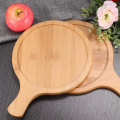 Relaxsit Bamboo Pizza Tray Round Bamboo Wood Pizza Serving Board Peel Cutting Tray Plate with hand bar in multiple size options round with additional handle length. 