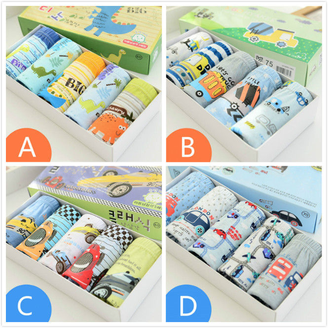 Panda Online 5PCS Kids Baby Boy Cartoon Underwear Comfort Cotton Boys Panties Breathable Brief Age 1-9 Years Old