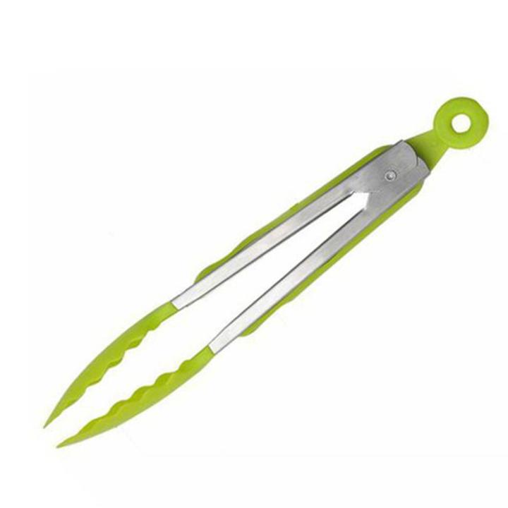 Stainless Steel Silicone Food Tong BBQ Salad Bread Kitchen Cooking Food Clip