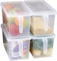 Plastic Storage Containers Square Handle Food Storage Organizer Boxes with Lids. 