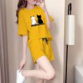 Pajamas ladies summer short-sleeved suit thin cotton loose casual home wear. 