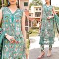 Trendy Butterfly Print Embroidered EID Lawn Dress 2023 with Chiffon Dupatta. 