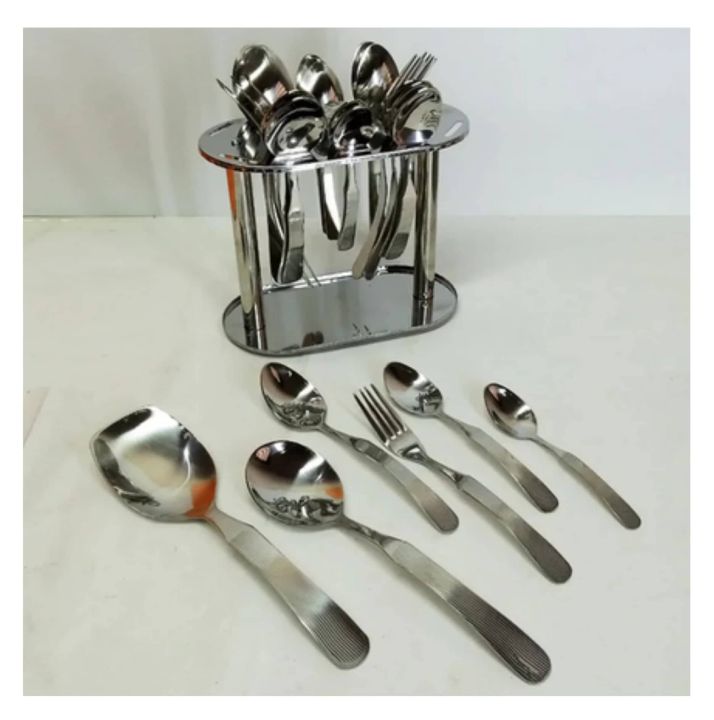 Stainless Steel Cutlery Set 6 Persons Serving Cutlery Spoon Set [29 Pieces] 14-G Matte Finish-Durable