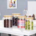 2pcs set Glass Jars with Wooden Lid Glass Canisters with Wooden Lid Kitchen Storage Glass Jar with Wooden Lid airtight Canisters jars Glass Jars Set,Upgrade Spice Jars with Wood Airtight Lids and Labels, 2 Piece Small Food Storage Containers f - 450 ml. 