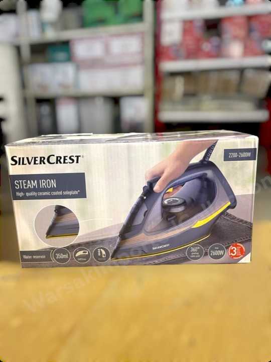 Silver Crest Ceramic Non Stick Soleplate Steam Iron For Clothes 400 Micro Steam Holes, Cotton, Wool, Poly, Silk, Linen, Nylon 2200 to 2600 Watts Portable, Ironing, Garment Steamer Self-Cleaning, Auto-Off, 350ml Water Tank for Home Clothes Ironing Use, |