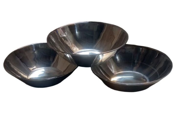 Large 3 Pcs Tasra Pyali Steel Katori Deep Bowls 8 inches 250ml