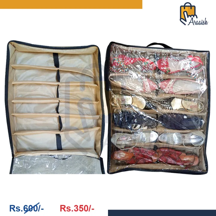 Shoes%20Under%20Bed%20Shoe%20Organizer%20Bag%20Hard%20Solid%20Fabric%20with%20Clear%20Plastic%20Zip%20Cover%20Brown%20-%20Image%204