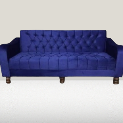 Sofa Combed Aram Design  3 Seater Stylish Emboss Tufting Royal Blue Valvet & Colour Can be Customised {{ Special offer } Available